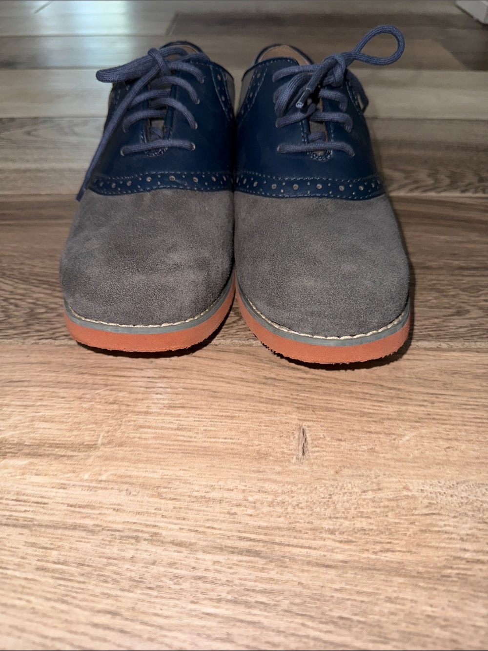Two-Tone Gray and Navy Florsheim Oxford Shoes Like New Youth 6M